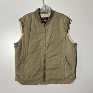 Loro Piana Quilted Beige Vest Made In Italy Cashmere Cotton Lined Mens Size L